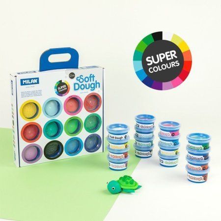 Набор массы для лепки MILAN Soft Dough Super Colours 16 цв x 30 г (класс, неон, блест) ML-913316SC Набор массы для лепки MILAN Soft Dough Super Colours 16 цв x 30 г (класс, неон, блест) ML-913316SC