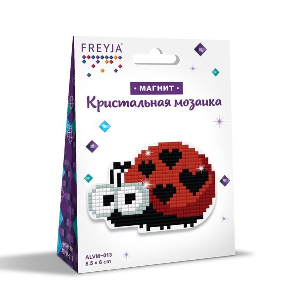 Кристальная (алмазная) мозаика ФРЕЯ магнит "Божья коровка" 8.5 х 6 см ALVM-013