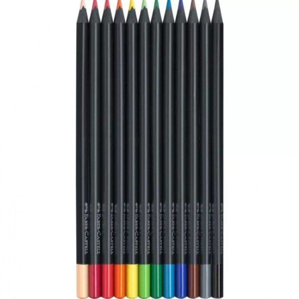 Карандаши цветные Faber-Castell "Black Edition" 12 цв трехгранные, черное дерево, заточенные, картон RE-116412