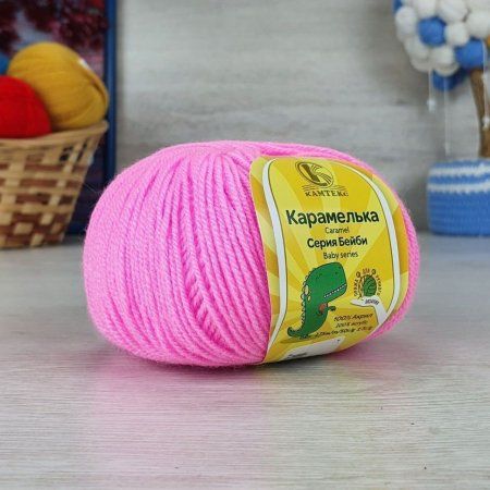 Пряжа Камтекс КТ "Карамелька" 100% акрил 1 х 50 г 175 м 054 розовый супер KAM-CAR-054