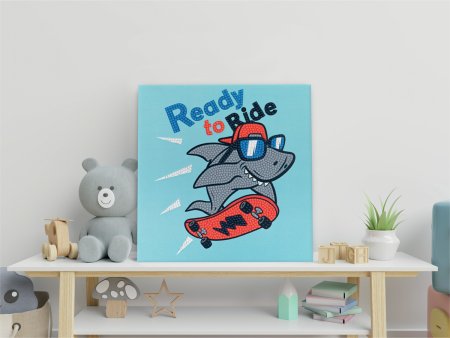 Кристальная (алмазная) мозаика ФРЕЯ постер "Акула на скейте" 20 х 20 см ALBP-317