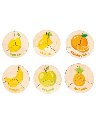 Деревянный пазл Десятое королевство "Фрукты" 6 элементов KOR-04551