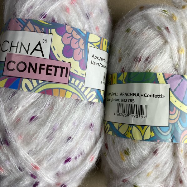 Пряжа ARACHNA Confetti 30% мохер, 30% акрил, 20% нейлон, 20% полиэстер 100 г 110 м