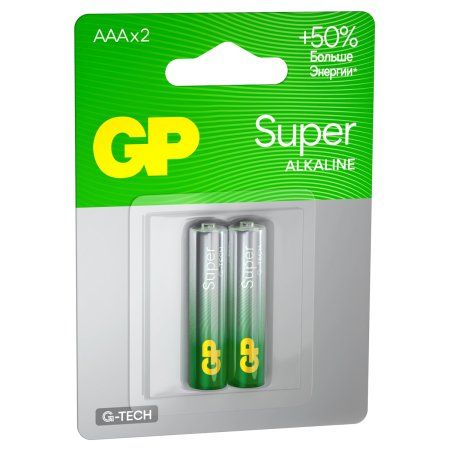 Батарейка GP Super G-Tech AAA (LR03) 24A алкалиновая, 2 шт RE-GP-24AA21-2CRSBC2 Батарейка GP Super G-Tech AAA (LR03) 24A алкалиновая, 2 шт RE-GP-24AA21-2CRSBC2