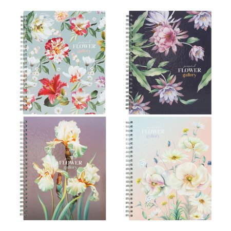 Тетрадь 80л. A5 клетка на гребне BG "Flower gallery" глянцевая ламинация, твердая обложка RE-ТТ5гр80_лг_12753