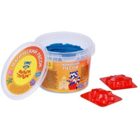 Песок для лепки Мульти-Пульти "Магический песок" синий, 500 г, 2 формочки RE-ПС_15804/543