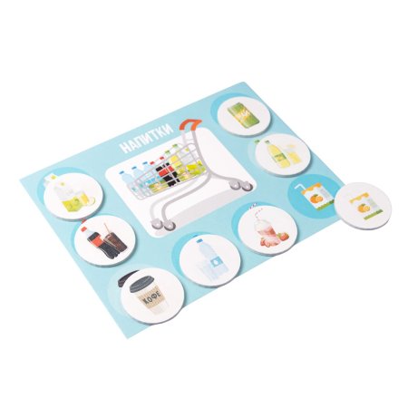 Лото Baby Toys с деревянными фишками "В магазин за продуктами" 6 карточек, 48 фишек, 3+ KOR-05029