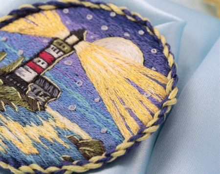 Набор для вышивания PANNA Живая картина. Брошь. Ночной маяк JK-2206