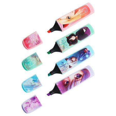 Набор текстовыделителей MESHU "Neko" 4 цв 1-5 мм, пастельные цвета, ПВХ бокс с европодвесом RE-MS_55402