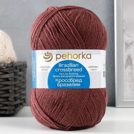Пряжа Пехорская ПТ "Кроссбред Бразилии" 50% мериносовая шерсть, 50% акрил 1 х 100 г 500 ± 29 м №173 грильяж PEH-KRO-173