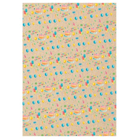 Упаковочная бумага глянцевая MESHU "Happy birthday" 1л. 70 x 100 см 70 г/м2, ассорти, 4 дизайна RE-MS_62814