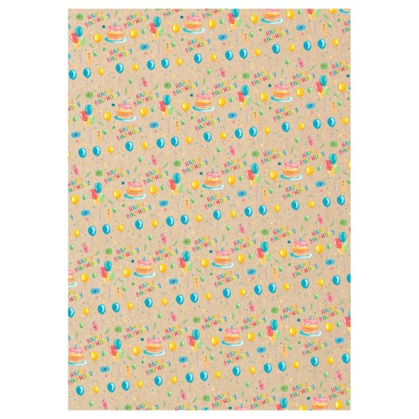Упаковочная бумага глянцевая MESHU "Happy birthday" 1л. 70 x 100 см 70 г/м2, ассорти, 4 дизайна RE-MS_62814