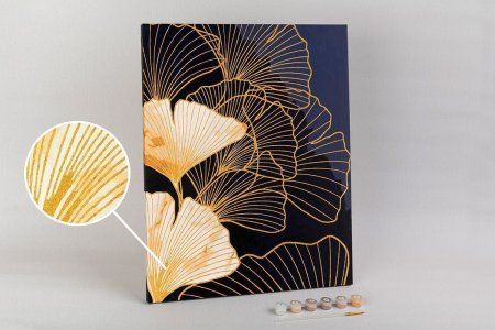 Набор для раскрашивания по номерам (с краской-металлик) ФРЕЯ 50 х 40 см "Листья гинкго" PNB/PLZ-222