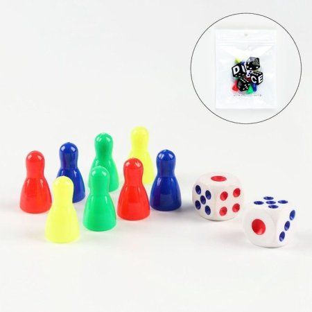Набор для игры в кости (8 фишек 2.5 х 1.5 х 1.5 см, 2 кубика 1.5 х 1.5 см) SIM-2272107