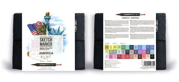 Набор маркеров SKETCHMARKER Brush America 36 шт Америка + сумка органайзер MPSMB-36AMER