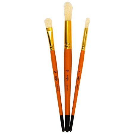 Набор кистей ГАММА "Классические" 3 шт щетина, круглые № 7, 12, плоская № 12, блистер, европодвес RE-280618.09.04