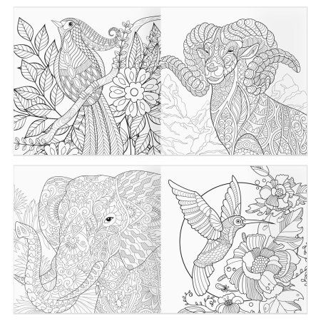 Раскраска для взрослых 228 x 228 мм ТРИ СОВЫ "Антистресс-терапия. Животные" 64 стр., склейка RE-Pск64_63512