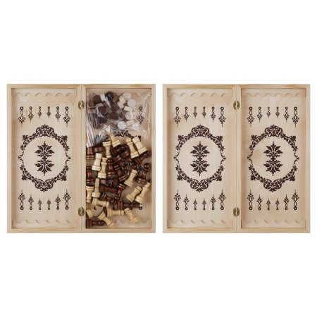 Набор игр 3 в 1 ТРИ СОВЫ "Нарды, шашки, шахматы" обиходные, с деревянной доской 40 x 40 см, поле 29 x 29 RE-НИ_343630