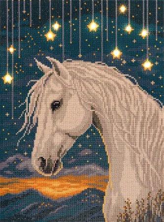 Кристальная (алмазная) мозаика ФРЕЯ на подрамнике (со светодиодами) "Лунный конь" 30 х 40 см ALDD-315