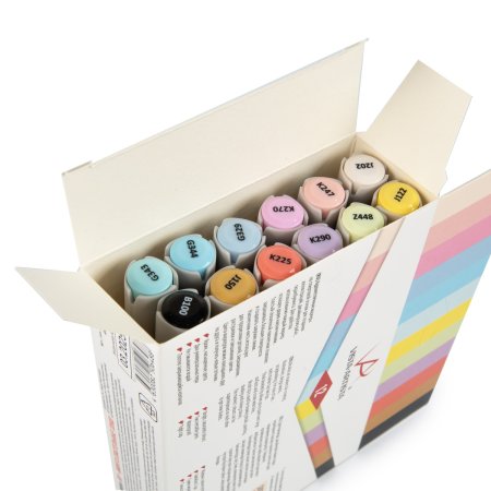 Набор маркеров на спиртовой основе VISTA-ARTISTA 06 - Манга (Пастельные тона) 0.7-7 мм 12 BMAS-12-06