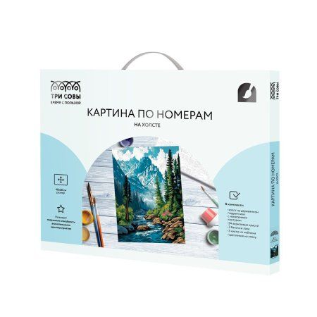 Картина по номерам на холсте ТРИ СОВЫ "Горная река" 40 x 50 см, краски и кисть RE-КХ4050_53947