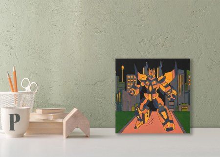 Раскраска на холсте c подрамником ФРЕЯ 15 х 15 см "Приключения робота" RBN/S-008