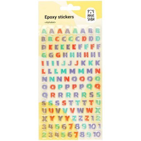 Наклейки гелевые MESHU "Alphabet" 10 x 22 см, 122 наклейки RE-MS_43581