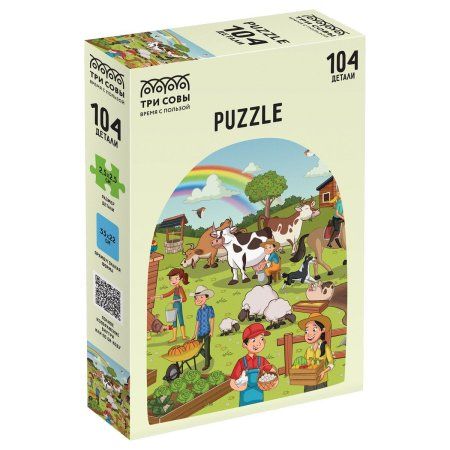 Пазл ТРИ СОВЫ 104 "Приключения на ферме" RE-ПК104_54573