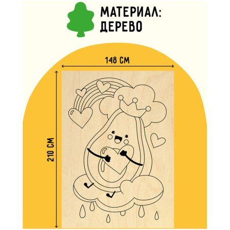 Набор досок для выжигания по дереву ТРИ СОВЫ "Авокадо" 4 шт 15 x 21 см, пакет с европодвесом RE-НВ_46427