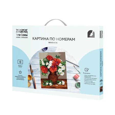 Картина по номерам на холсте ТРИ СОВЫ "Букет маков" 30 x 40 см, краски, кисть RE-КХ3040_53836