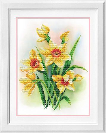 Канва/ткань с рисунком "М.П.Студия" 20 х 27 см Чудные нарциссы СК-054