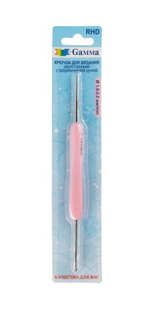 Крючок двухсторонний с прорезиненной ручкой GAMMA сталь d 1.0 - 2.0 мм 13.5 см в блистере RHD-10-20