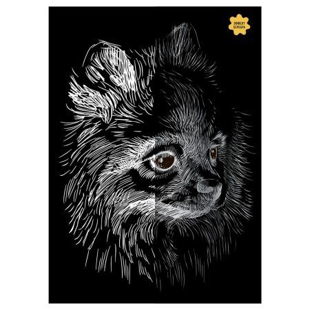 Гравюра с эффектом серебра ТРИ СОВЫ А5 "Шпиц" RE-GA5_48287