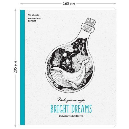Тетрадь 96л. A5 клетка ArtSpace "Рисунки. Bright dreams" мат. ламинация, выборочный УФ-лак RE-Т96кМЛВЛ_36414