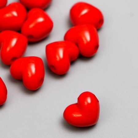 Набор бусин для творчества пластик "Алые сердца" 16 г 1.5 х 1.5 см SIM-3536487
