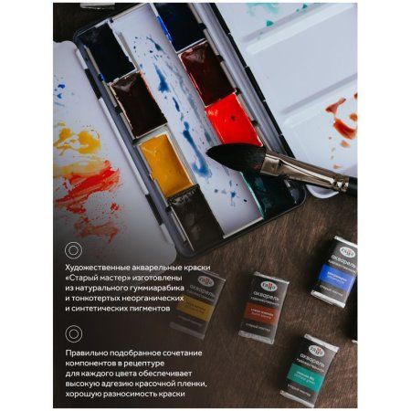 Акварель художественная ГАММА "Старый Мастер" 36 цв кюветы 2.6 мл RE-110820211