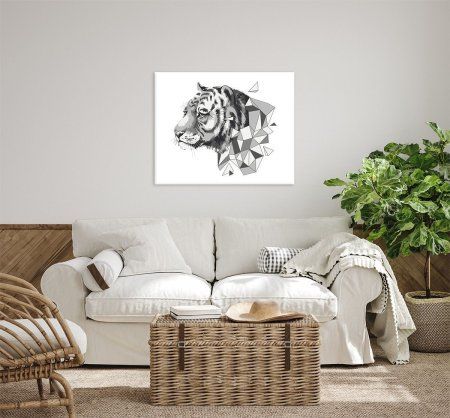 Набор для раскрашивания по номерам (холст на подрамнике) ФРЕЯ 50 х 40 см "Полигональный тигр" PNB/PL-001