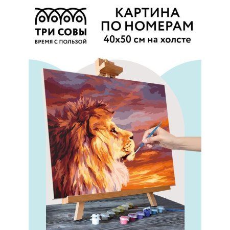 Картина по номерам на холсте ТРИ СОВЫ "Закат" 40 x 50 см с акриловыми красками и кистями RE-КХ_44158