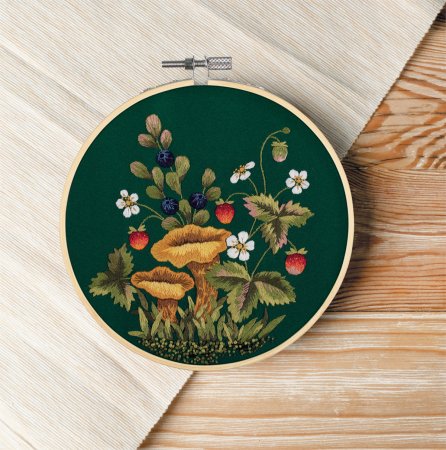 Набор для вышивания PANNA Живая картина. Грибы. Лисички 20.5 х 20.5 см JK-2257