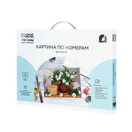 Картина по номерам на холсте ТРИ СОВЫ "Белые цветы" 40 x 50 см, краски, кисть RE-КХ4050_53897