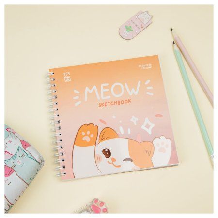 Скетчбук 60л. 150 x 150 мм MESHU "Meow" 120 г/м2, на гребне, выб. лак, soft-touch RE-MS_53039