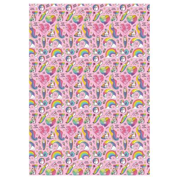 Упаковочная бумага глянцевая MESHU "Unicorn" 1л. 70 x 100 см 80 г/м2, ассорти, 1 шт RE-MS_62805