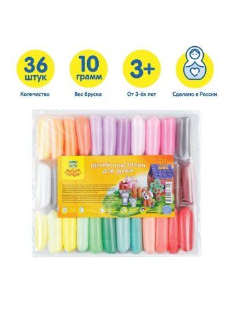 Легкий пластилин для лепки Мульти-Пульти 36 цв 360 г прозрачный пакет RE-ЛП_40361 Легкий пластилин для лепки Мульти-Пульти 36 цв 360 г прозрачный пакет RE-ЛП_40361