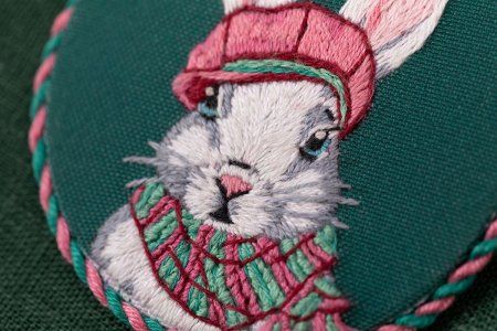 Набор для вышивания PANNA Живая картина. Брошь. Кролик Жерар 5.5 х 5.5 см JK-2279