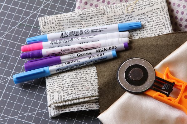 Маркер двухсторонний смывающийся для ткани GAMMA голубой RA-002