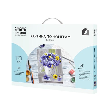 Картина по номерам на холсте ТРИ СОВЫ "Анютины глазки" 30 x 40 см, краски, кисть RE-КХ3040_53854