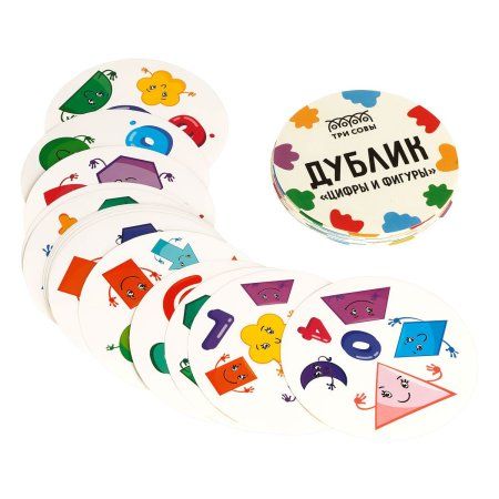 Настольная игра: ТРИ СОВЫ "Дублик. Цифры и фигуры" 30 карточек, картонная коробка RE-НИ_49425