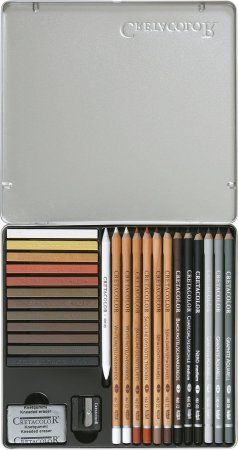 Набор для эскизов CRETACOLOR Creativo 27 предметов, мет.пенал CR40031 Набор для эскизов CRETACOLOR Creativo 27 предметов, мет.пенал CR40031