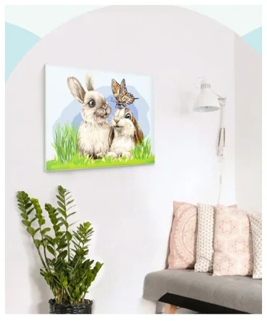 Картина по номерам на картоне ТРИ СОВЫ "Милые кролики" 30 x 40 см с акриловыми красками и кистями RE-КК_44036