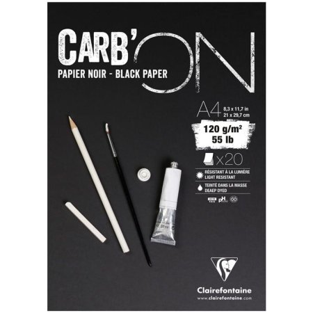 Скетчбук CLAIREFONTAINE Carb'ON 120 г/м2 A4 20 л, склейка, черные листы RH-975039C